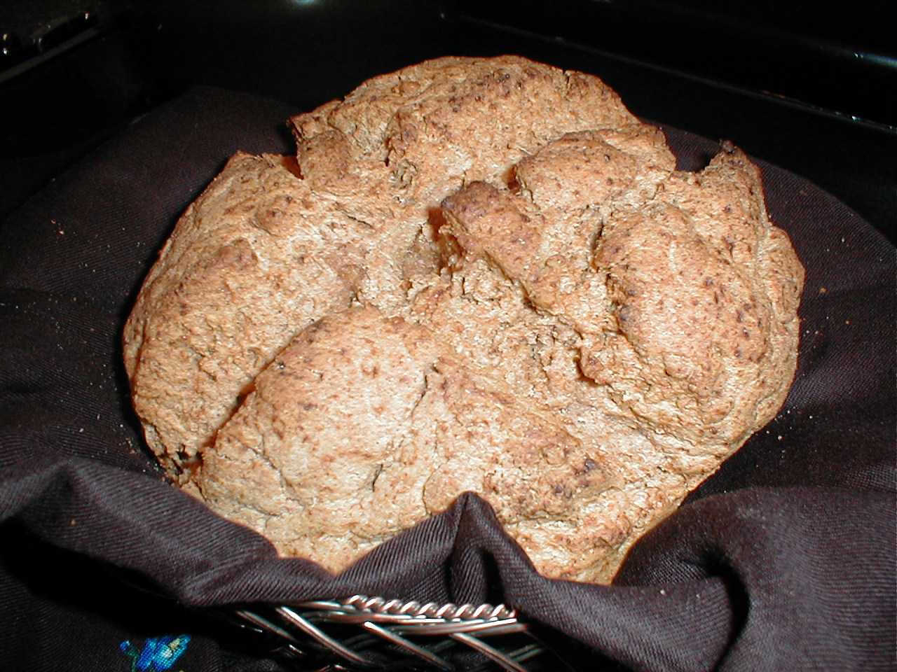 A round of soda bread scored into quarters