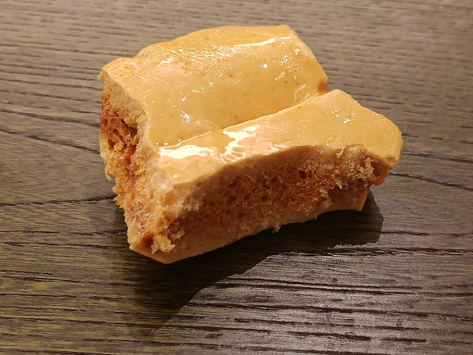 A piece of golden honeycomb toffee