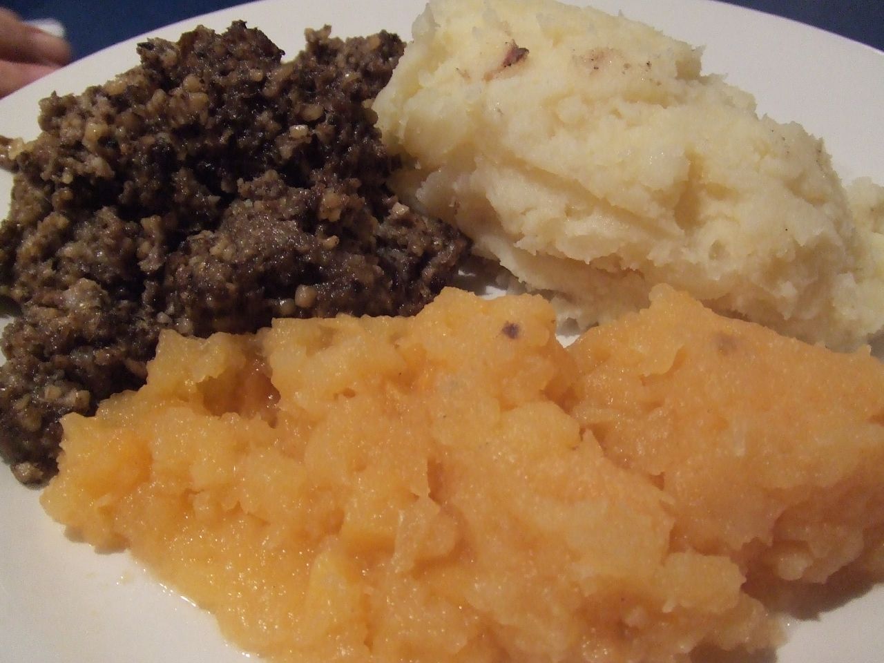 Haggis with neeps and tatties
